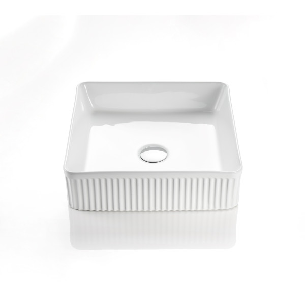 CA415SQ-MW Matte white fluted basin 360*360*115